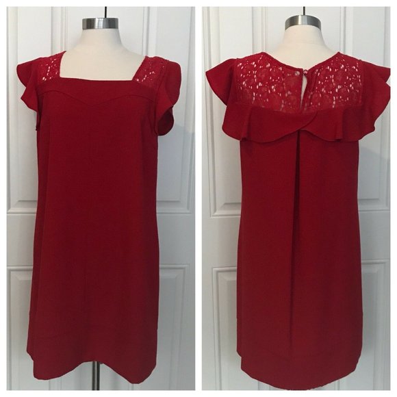 Anthropologie Dresses & Skirts - & Anthropologie HD Paris red ruffle & lace dress